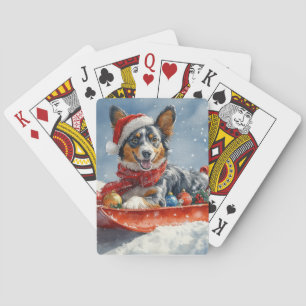Australian Kelpie im Schlitten Lass es schneien We Spielkarten