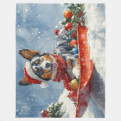 Australian Kelpie in Sledge Let it Snow Christmas Fleecedecke (Vorderseite)