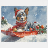 Australian Kelpie in Sledge Let it Snow Christmas Fleecedecke (Vorderseite (Horizontal))