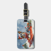 Australian Kelpie in Sledge Let it Snow Christmas Gepäckanhänger (Vorderseite vertikal)
