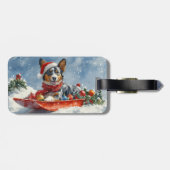 Australian Kelpie in Sledge Let it Snow Christmas Gepäckanhänger (Rückseite horizontal)