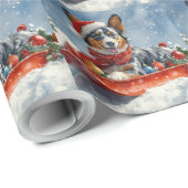 Australian Kelpie in Sledge Let it Snow Christmas Geschenkpapier (Rolleneckpunkt)
