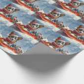 Australian Kelpie in Sledge Let it Snow Christmas Geschenkpapier (Ecke)