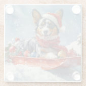 Australian Kelpie in Sledge Let it Snow Christmas Glasuntersetzer (Rückseite)