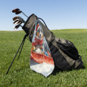 Australian Kelpie in Sledge Let it Snow Christmas Golfhandtuch (Gras)