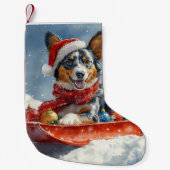 Australian Kelpie in Sledge Let it Snow Christmas Kleiner Weihnachtsstrumpf (Vorderseite)