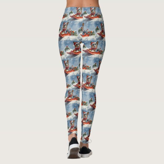 Australian Kelpie in Sledge Let it Snow Christmas Leggings (Rückseite)