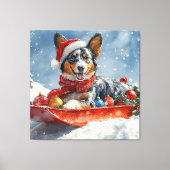 Australian Kelpie in Sledge Let it Snow Christmas Leinwanddruck (Vorderseite)