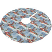 Australian Kelpie in Sledge Let it Snow Christmas Polyester Weihnachtsbaumdecke (Schrägansicht)