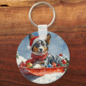 Australian Kelpie in Sledge Let it Snow Christmas Schlüsselanhänger (Rückseite)