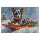 Australian Kelpie in Sledge Let it Snow Christmas Schneidebrett (Vorderseite)