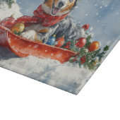 Australian Kelpie in Sledge Let it Snow Christmas Schneidebrett (Ecke)