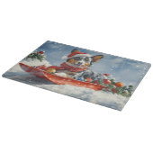 Australian Kelpie in Sledge Let it Snow Christmas Schneidebrett (Ecke)