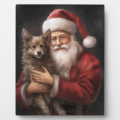 Australian Kelpie mit Weihnachten im Weihnachtsman Fotoplatte (Vorderseite)