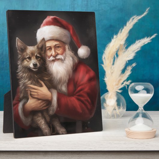 Australian Kelpie mit Weihnachten im Weihnachtsman Fotoplatte (Seite)