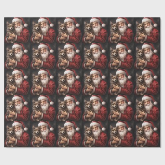 Australian Kelpie mit Weihnachten im Weihnachtsman Geschenkpapier (Flach)