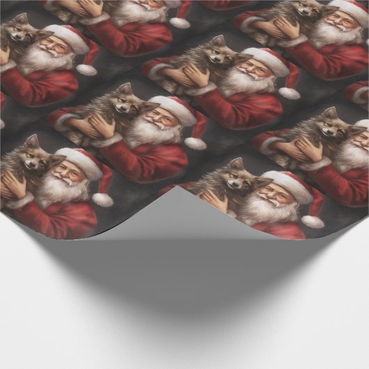 Australian Kelpie mit Weihnachten im Weihnachtsman Geschenkpapier (Ecke)