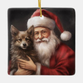 Australian Kelpie mit Weihnachten im Weihnachtsman Keramikornament (Vorderseite)