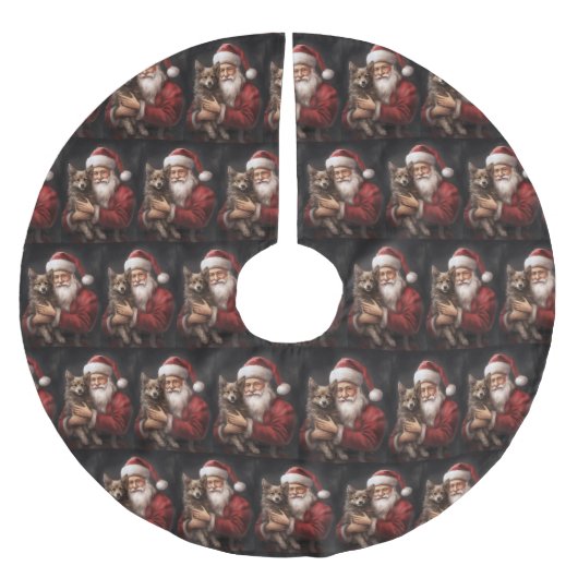 Australian Kelpie mit Weihnachten im Weihnachtsman Polyester Weihnachtsbaumdecke (Vorderseite)