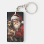 Australian Kelpie mit Weihnachten im Weihnachtsman Schlüsselanhänger (Rückseite)