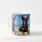 Australian Kelpie on Beach, Hunde liebt Sommergesc Kaffeetasse (Vorderseite Links)