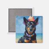 Australian Kelpie on Beach, Hunde liebt Sommergesc Magnet (Vorderseite/Rückseite)