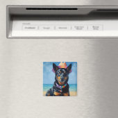 Australian Kelpie on Beach, Hunde liebt Sommergesc Magnet (In Situ (Geschirrspüler))