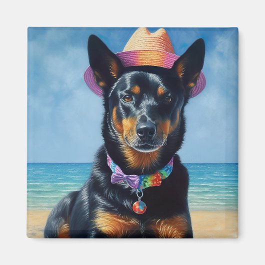 Australian Kelpie on Beach, Hunde liebt Sommergesc Magnet (Vorne)