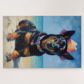 Australian Kelpie on Beach, Hunde liebt Sommergesc Puzzle (Horizontal)