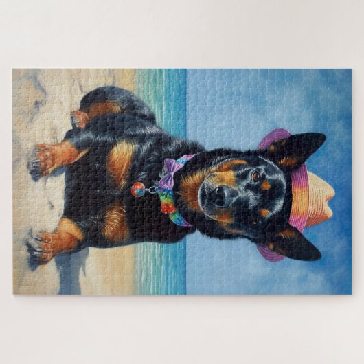 Australian Kelpie on Beach, Hunde liebt Sommergesc Puzzle (Horizontal)