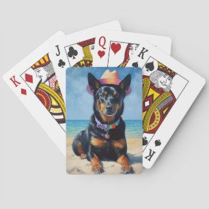 Australian Kelpie on Beach, Hunde liebt Sommergesc Spielkarten