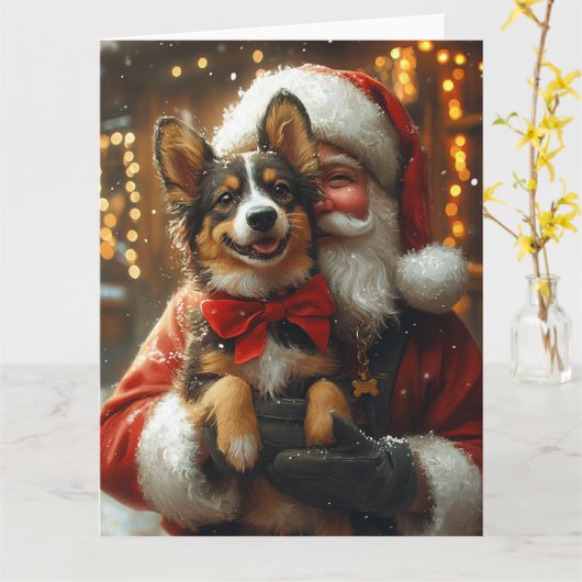 Australian Kelpie Santa Claus Weihnachten Karte (Gelbe Blume)