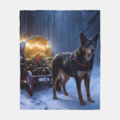 Australian Kelpie Snowy Sleigh Weihnachtsdekor Fleecedecke (Vorderseite)