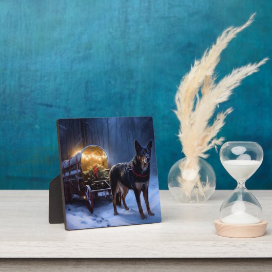 Australian Kelpie Snowy Sleigh Weihnachtsdekor Fotoplatte (InSitu)