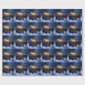 Australian Kelpie Snowy Sleigh Weihnachtsdekor Geschenkpapier (Flach)