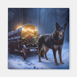 Australian Kelpie Snowy Sleigh Weihnachtsdekor Magnet