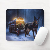 Australian Kelpie Snowy Sleigh Weihnachtsdekor Mousepad (Mit Mouse)