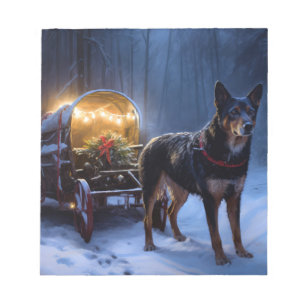 Australian Kelpie Snowy Sleigh Weihnachtsdekor Notizblock