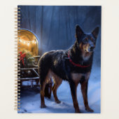 Australian Kelpie Snowy Sleigh Weihnachtsdekor Planer (Vorderseite)