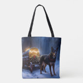 Australian Kelpie Snowy Sleigh Weihnachtsdekor Tasche (Rückseite)