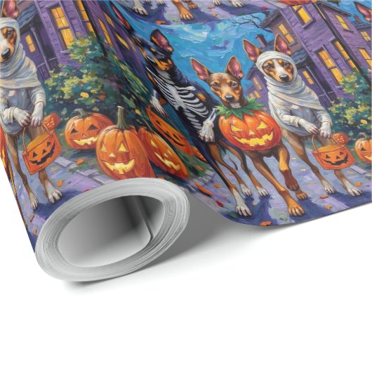 Australian Kelpie Trick-or-Treating Halloween Geschenkpapier (Rolleneckpunkt)