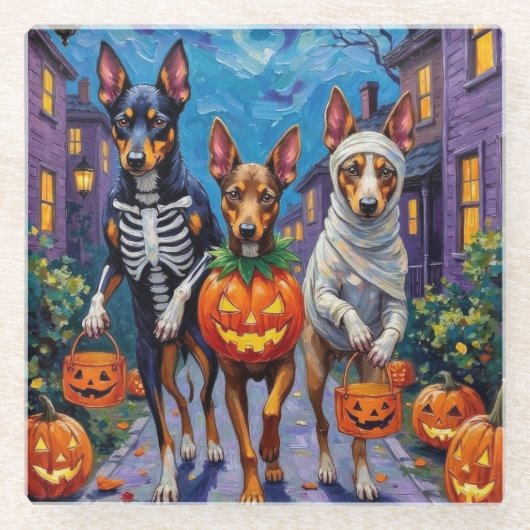 Australian Kelpie Trick-or-Treating Halloween Glasuntersetzer (Vorderseite)