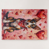 Australian Kelpie Valentine Dog Art with Hearts Puzzle (Horizontal)