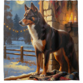 Australian Kelpie With Christmas Lights Holiday Duschvorhang (Vorderseite)