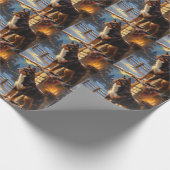 Australian Kelpie With Christmas Lights Holiday Geschenkpapier (Ecke)