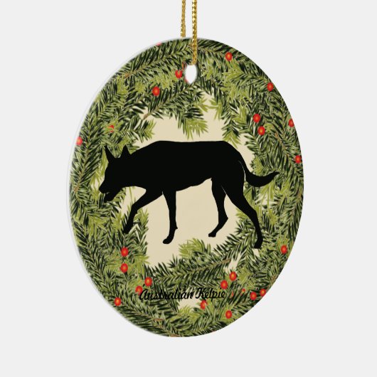 Australian Kelpie Wreath Keramik Ornament (Rechts)