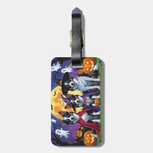 Australian Kelpies Dogs Pumpkin Halloween Funny Gepäckanhänger (Rückseite vertikal)
