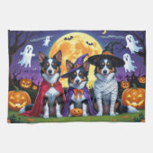 Australian Kelpies Dogs Pumpkin Halloween Funny Geschirrtuch (Horizontal)