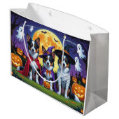 Australian Kelpies Dogs Pumpkin Halloween Funny Große Geschenktüte (Rückseite Schrägansicht)