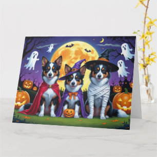 Australian Kelpies Dogs Pumpkin Halloween Funny Karte
